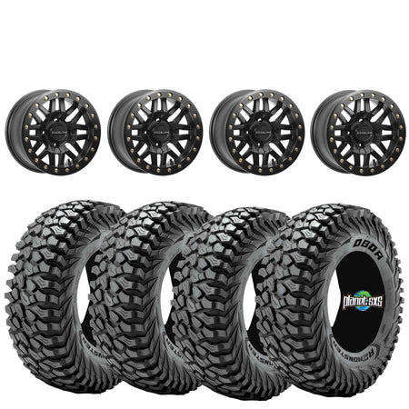 Raceline Ryno 15x10 beadlock Satin Black 4/156 5+5 mounted on Obor Roc Scrapers