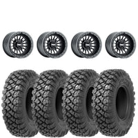 Metal FX Delta beadlock 15x10 Satin Black 4/137 mounted on Valor Alpha tires