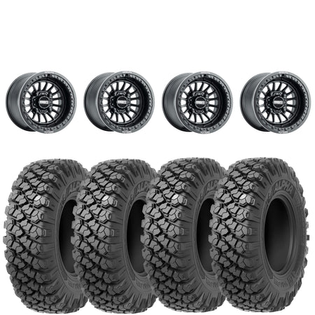 Metal FX Delta beadlock 15x10 Satin Black 4/156 mounted on Valor Alpha tires