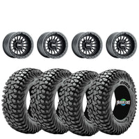Metal FX Delta beadlock 15x10 Satin Black 5/4.5 mounted on Journey Rock Poison tires