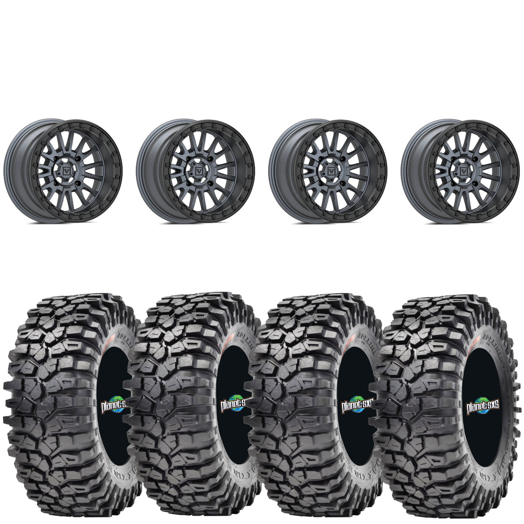 Valor Offroad V16 satin gunmetal beadlock on Maxxis Roxxzilla | 4/137