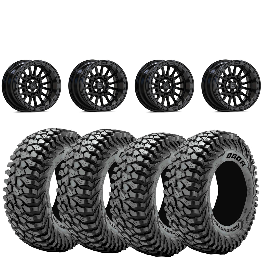 Valor Offroad V16 satin black beadlock on Journey Rock Poison tires  | 5/4.5