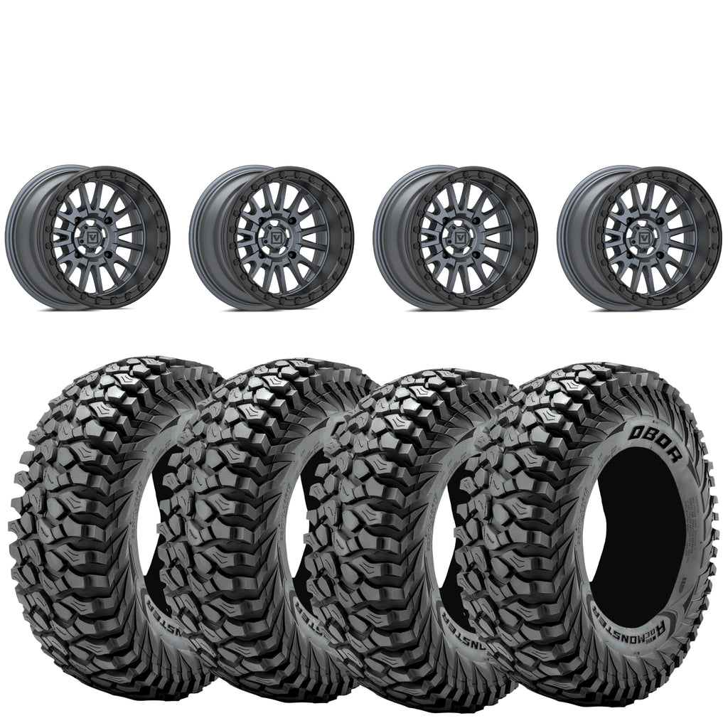 Valor Offroad V16 satin gunmetal beadlock on Journey Rock Poison tires | 4/137