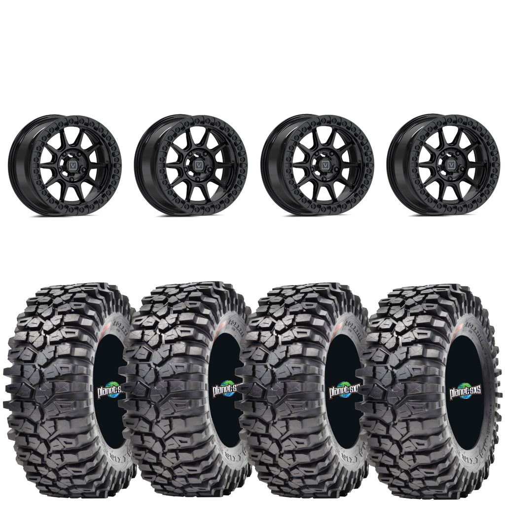 Valor Offroad V18 gloss black beadlock on Maxxis Roxxzilla | 5/4.5