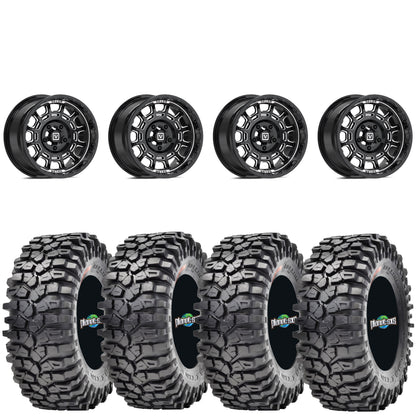 Valor Offroad V17 gloss black milled wheel on Maxxis Roxxzilla | 5/4.5