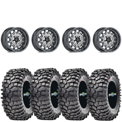 Valor Offroad V17 brushed gunmetal wheel on Maxxis Roxxzilla | 5/4.5
