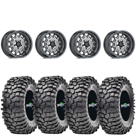 Valor Offroad V17 brushed gunmetal wheel on Maxxis Roxxzilla | 5/4.5