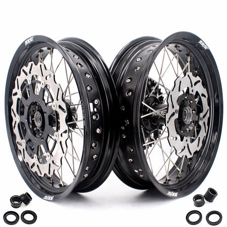 KKE 17 inch Supermoto Wheels Rims for HONDA XR650L 1993-2024 Black Hub Discs