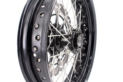 KKE 17 inch Supermoto Wheels Rims for HONDA XR650L 1993-2024 Black Hub Discs
