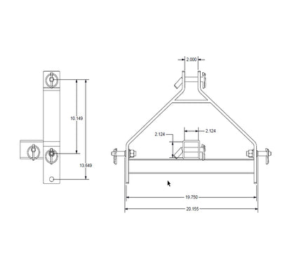 IMPACT IMPLEMENTS™ Three-Point Adapter to 2" Receiver Hitch