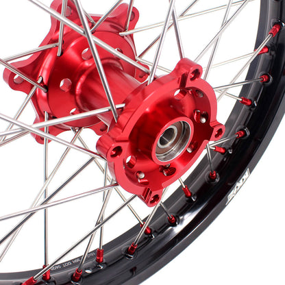 KKE 21" 18" OEM Size Motorcycle Alloy Wheels Rims Compatible with HONDA XR650L 1993-2024 Red Nipples