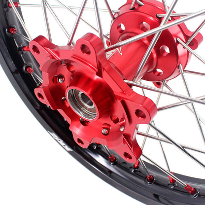 KKE 21" 18" OEM Size Motorcycle Alloy Wheels Rims Compatible with HONDA XR650L 1993-2024 Red Nipples