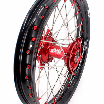 KKE 21" 18" OEM Size Motorcycle Alloy Wheels Rims Compatible with HONDA XR650L 1993-2024 Red Nipples