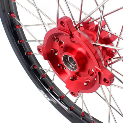 KKE 21" 18" OEM Size Motorcycle Alloy Wheels Rims Compatible with HONDA XR650L 1993-2024 Red Nipples