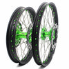 KKE 21 & 19 MX Wheels for Kawasaki KX250F 2019 and 2021 Green Nipple(2020 Excluded)
