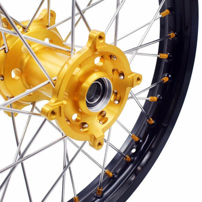 KKE 21 & 18 Enduro Rims for Suzuki RMZ250 2007-2018 RMZ450 2005-2017 Gold Nipple