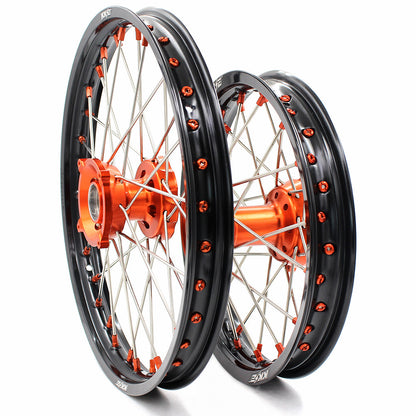 KKE 17"*1.4/14"*1.6 Small Kid's Wheels Rims Set For KTM SX 85 2021-2024 Orange Nipples