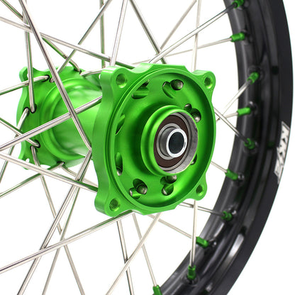 KKE 19" 16" For KAWASAKI KX85 KX80 KX100 KLX140/L Big Kid's Wheels Rim Green Hub