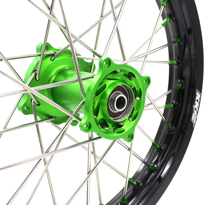 KKE 19" 16" For KAWASAKI KX85 KX80 KX100 KLX140/L Big Kid's Wheels Rim Green Hub