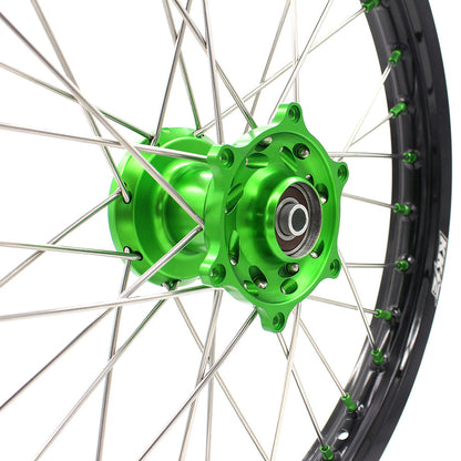 KKE 19" 16" For KAWASAKI KX85 KX80 KX100 KLX140/L Big Kid's Wheels Rim Green Hub