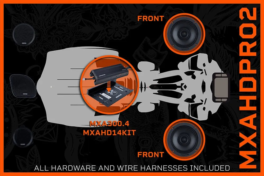 Harley Davidson 2-Speaker Direct Fit OEM Kit W/ Amplifier, Mount &amp; Harness