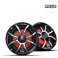 REVO 6 XS-B-SS V3 | REVO Series 6.5-inch High-Output Component Style Coaxial Speakers w/ XS-Black-Stainless Steel RGB Grilles