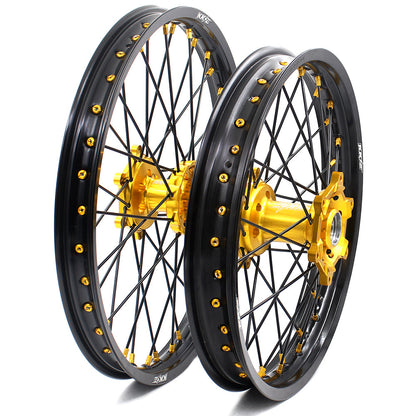 KKE 21/18 Enduro Off Road Wheels For SUZUKI DRZ400SM 2005-2024 Gold Nipples