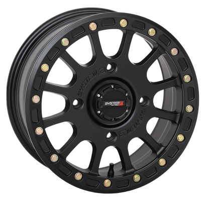 System 3 SB5 Beadlock Wheels Matte Black on Valor Alpha Tires – UTV Wheel & Tire Kit (Set of 4) 4/156