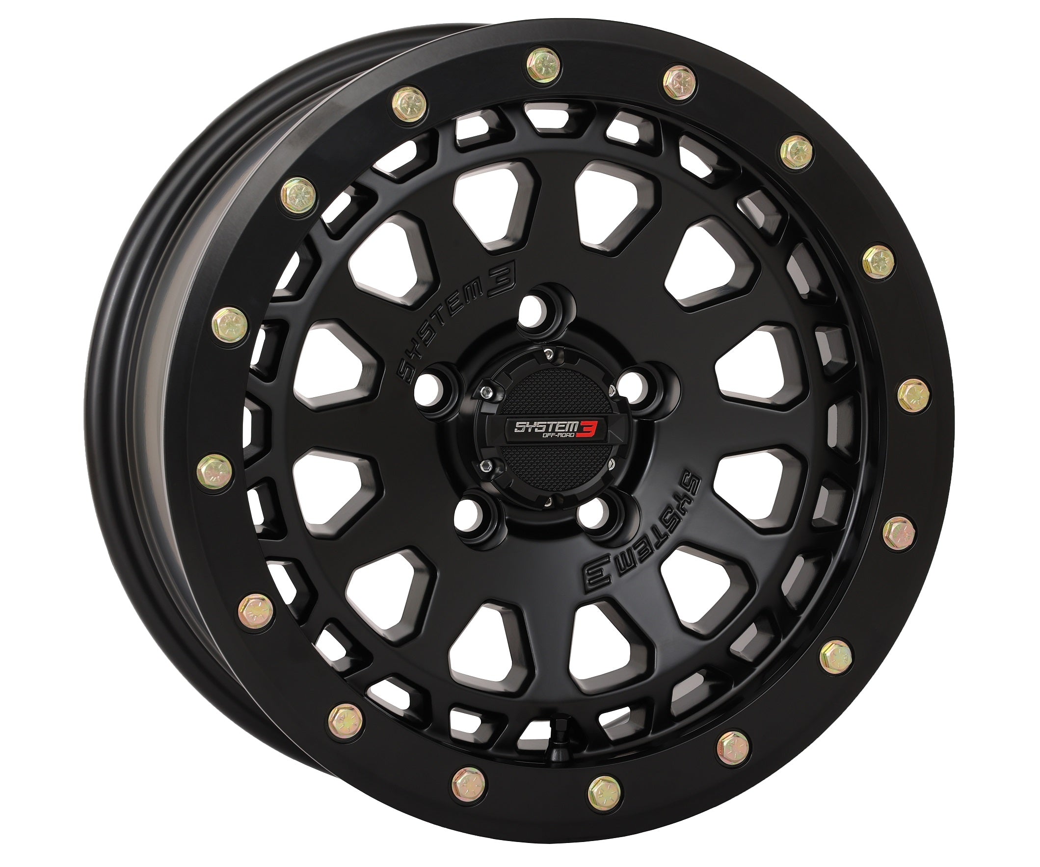 System 3 SB6 Beadlock Wheel – Matte Black 15x7 | Fits Polaris, Can