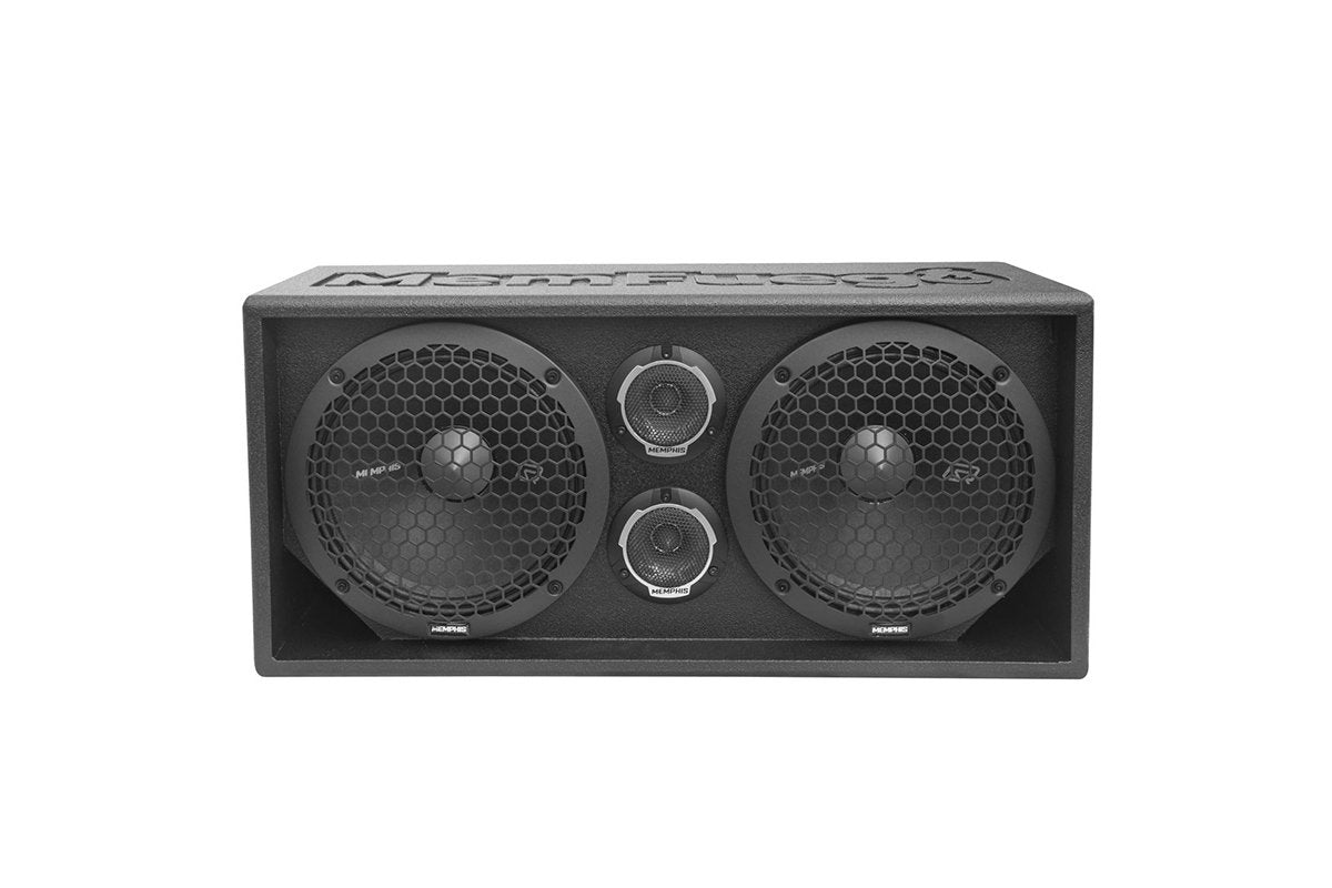 Memphis Audio | Dual 10" 2 Way Full Range Loaded Enclosure W/ Bedliner Exterior