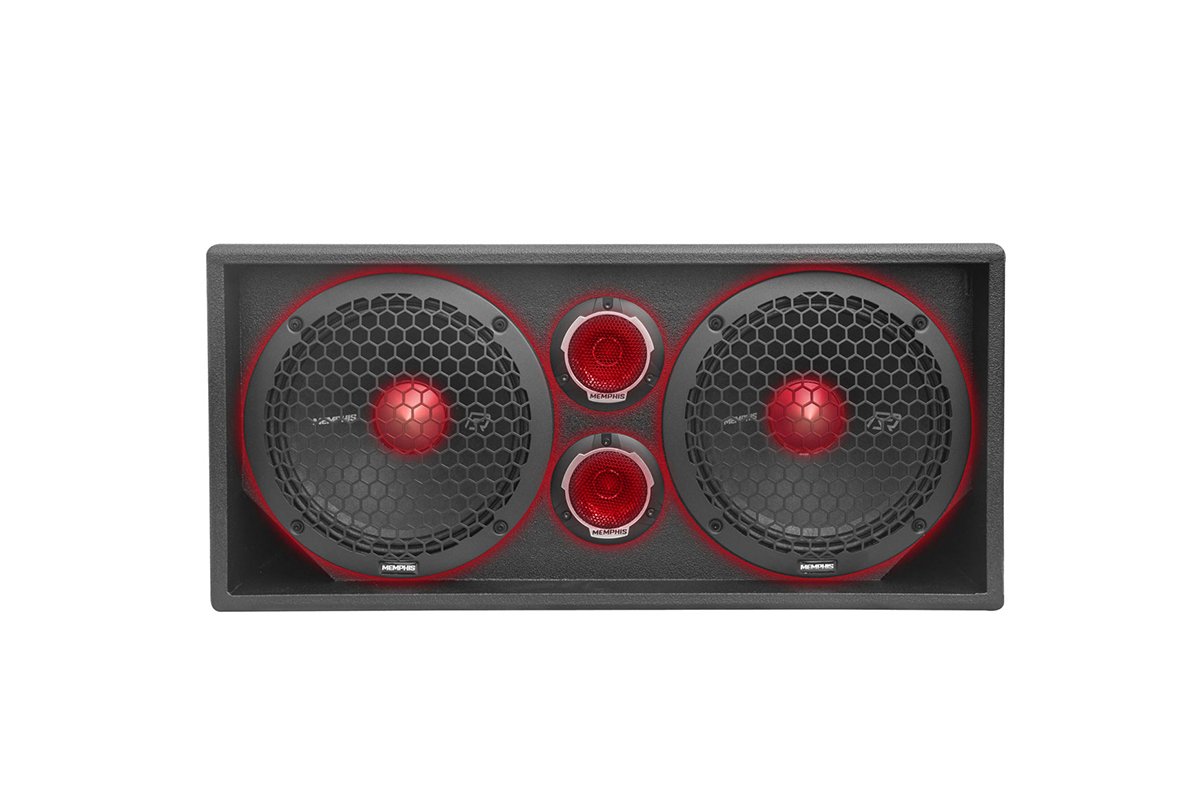 Memphis Audio | Dual 10" 2 Way Full Range Loaded Enclosure W/ Bedliner Exterior