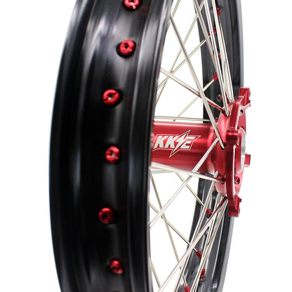 KKE 21 & 19 Wheels for Suzuki RMZ250 2007-2025 RMZ450 2005-2025 Red Nipples