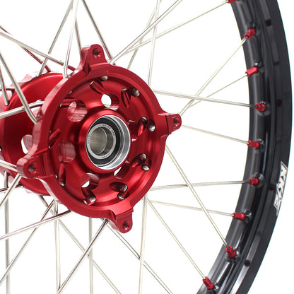 KKE 21 & 19 Wheels for Suzuki RMZ250 2007-2025 RMZ450 2005-2025 Red Nipples