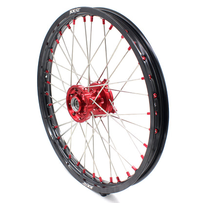 KKE 21 & 19 Wheels for Suzuki RMZ250 2007-2025 RMZ450 2005-2025 Red Nipples