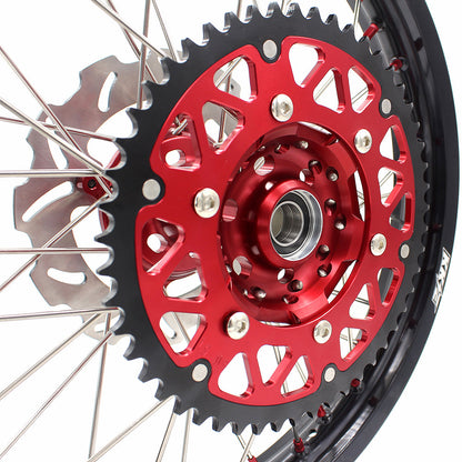 KKE 21 & 19 Wheels for Suzuki RMZ250 2007-2025 RMZ450 2005-2025 Red Nipples