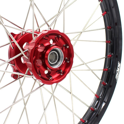 KKE 21 & 19 Wheels for Suzuki RMZ250 2007-2025 RMZ450 2005-2025 Red Nipples