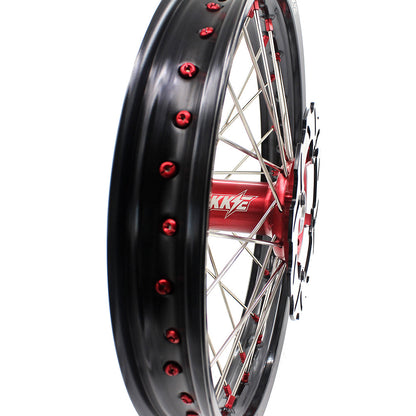 KKE 21 & 19 Wheels for Suzuki RMZ250 2007-2025 RMZ450 2005-2025 Red Nipples