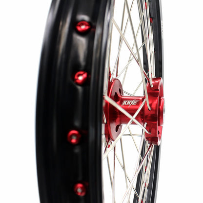 KKE 21 & 19 Wheels for Suzuki RMZ250 2007-2025 RMZ450 2005-2025 Red Nipples
