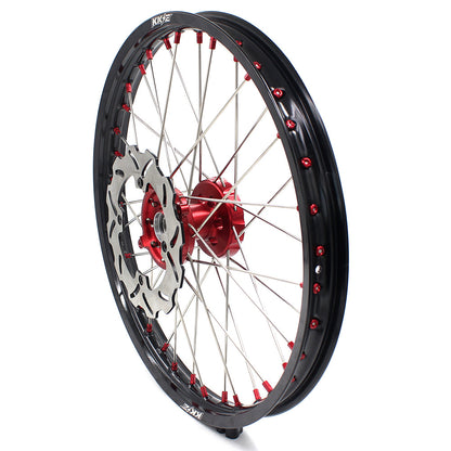 KKE 21 & 19 Wheels for Suzuki RMZ250 2007-2025 RMZ450 2005-2025 Red Nipples