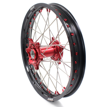KKE 21 & 19 Wheels for Suzuki RMZ250 2007-2025 RMZ450 2005-2025 Red Nipples