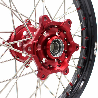 KKE 21 & 19 Wheels for Suzuki RMZ250 2007-2025 RMZ450 2005-2025 Red Nipples