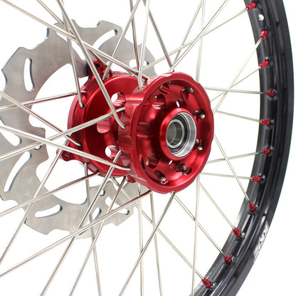 KKE 21 & 19 Wheels for Suzuki RMZ250 2007-2025 RMZ450 2005-2025 Red Nipples