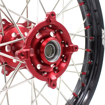 KKE 21 & 19 Wheels for Suzuki RMZ250 2007-2025 RMZ450 2005-2025 Red Nipples