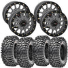 System 3 SB5 Beadlock Wheels Gunmetal Grey Mounted on Maxxis Roxxzilla Tires 4/156 Bolt Pattern – UTV Kit | PlanetSXS