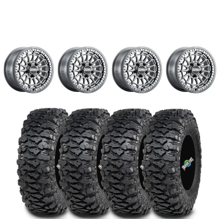 Metal FX Delta Beadlock Gunmetal/Contrast Cut on Itp Savages Set of 4