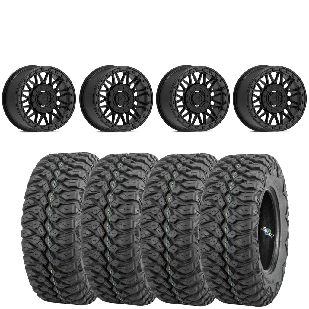 VALOR OFFROAD SATIN BLACK V08 BEADLOCKS ON QUADBOSS QBT846