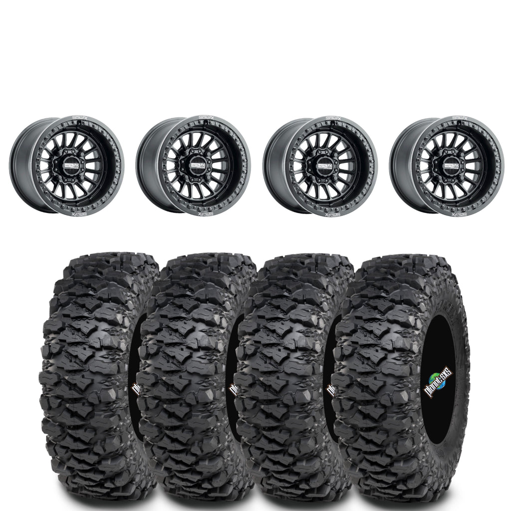 Metal FX Delta Beadlock Satin Black on Itp Savages Set of 4