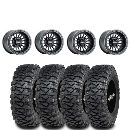 Metal FX Delta Beadlock Satin Black on Itp Savages Set of 4