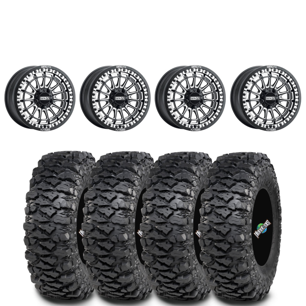 Metal FX Delta Beadlock Satin Black/Contrast Cut on Itp Savages Set of 4