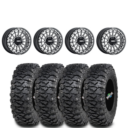 Metal FX Delta Beadlock Satin Black/Contrast Cut on Itp Savages Set of 4